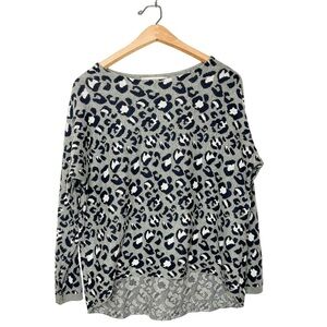 Ann Taylor LOFT Neutral Leopard‎ Animal Print High Low Knit Sweater Top Small S